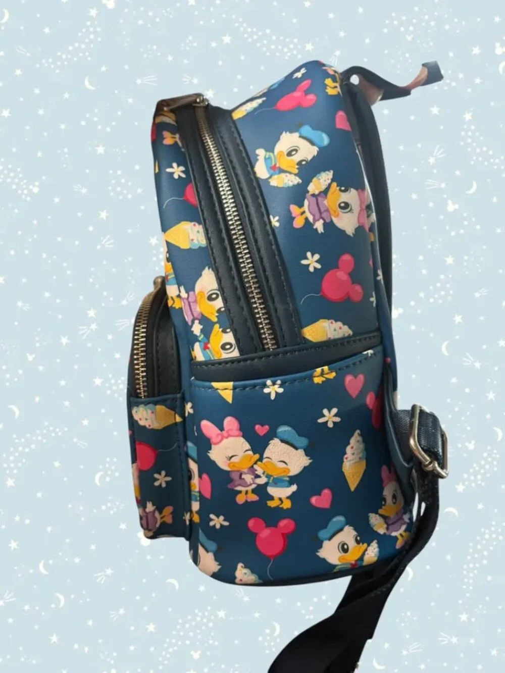 Loungefly Disney Parks Donald and Daisy Duck Ice Cream Date Mini Backpack NWOT